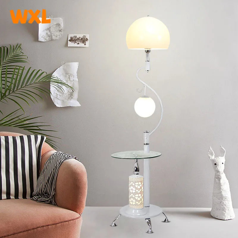 Simple Modern Floor Lamp - Integrated Coffee Table Design for Living Room, Bedroom, and Study