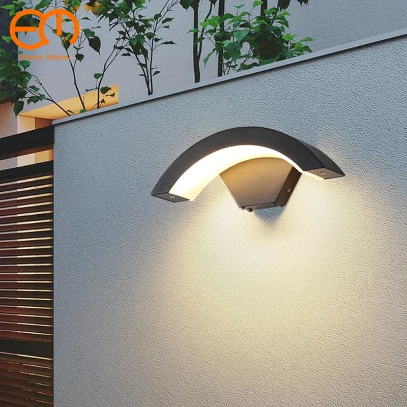 Modern Waterproof Outdoor Wall Lamp with PIR Motion Sensor – 18W/24W Black Aluminum Body