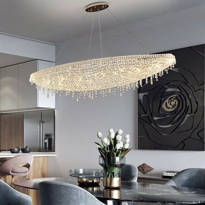 Modern Stainless Steel Chandelier - High-End Crystal Pendant Lamp for Luxury Ambiance