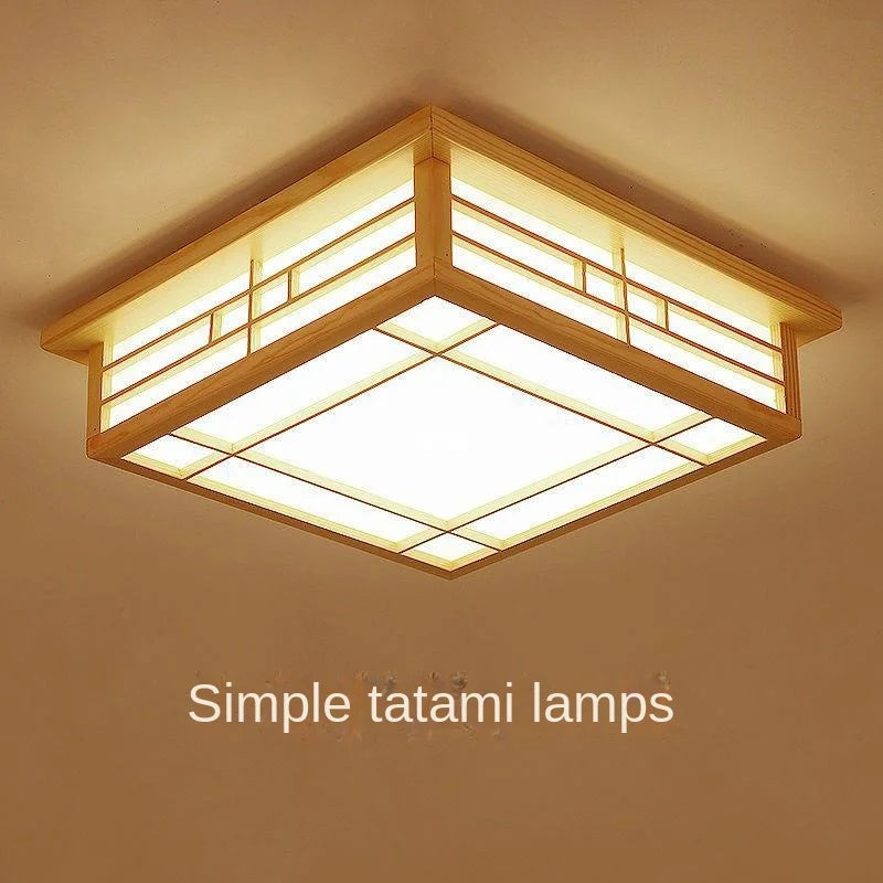 Japanese Style LED Wooden Ceiling Lamp - Warm and Inviting Illumination for Bedroom and Living Room