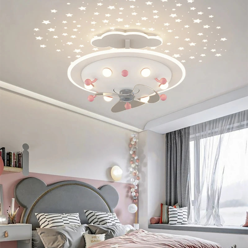 Simple LED Bedroom Fan Light - Dining Room Living Room Children's Room Airplane Electric Fan - Family Indoor Lighting Ceiling Lights