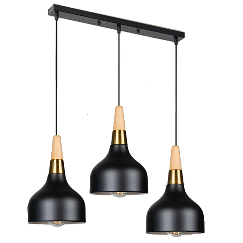 Adjustable Modern Pendant Lights - Wooden Dome Fixture for Versatile Room Illumination