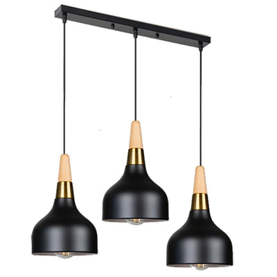 Adjustable Modern Pendant Lights - Wooden Dome Fixture for Versatile Room Illumination