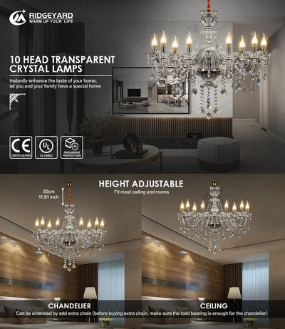 Ridgeyard Modern Luxury Crystal Chandelier: Exquisite Lighting for Every Space