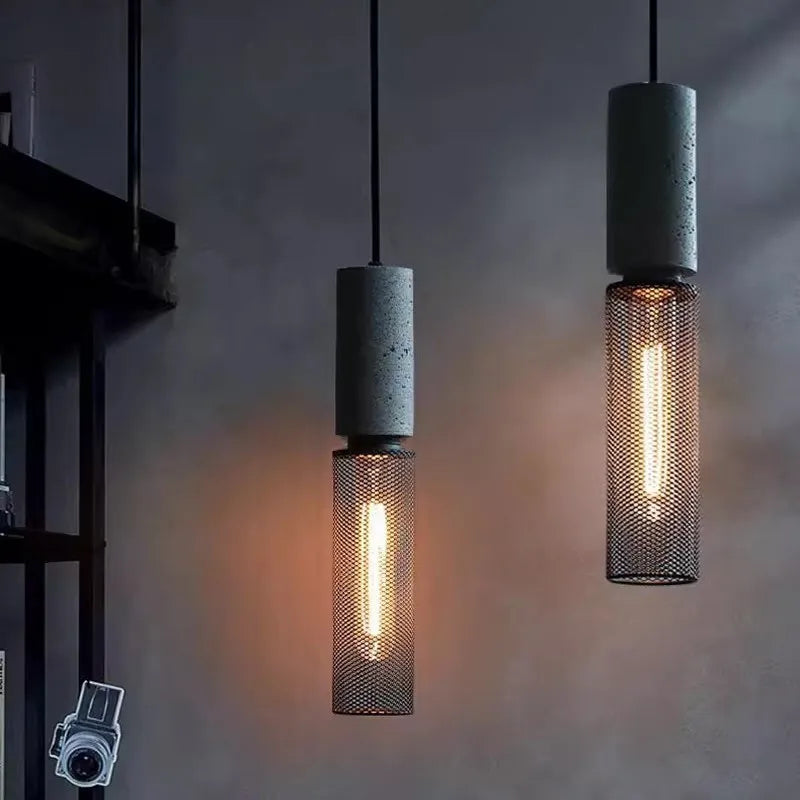 Retro LED Pendant Light: Creative Cement Head Hanging Fixture for Modern Spaces