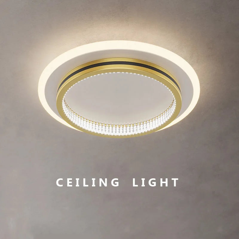 Modern LED Ceiling Light for Home Entrance - Round and Square Crystal Lampshade Fixtures