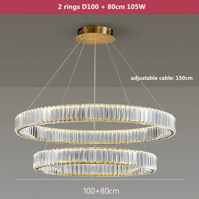 Luxury Crystal Chandelier - Modern Shiny Steel LED Chandelier Lighting for Foyer Pendant Chandelier Lamp Decor LED Pendant Lights