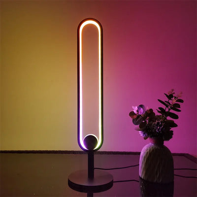 RGB Colorful Ring Table Lamp - Remote Controlled U-shaped Bedside Desk Light for Atmosphere Lighting