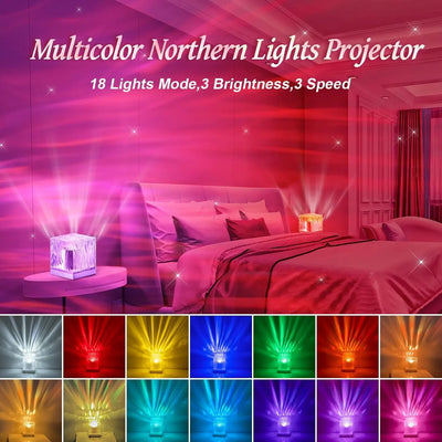 Dynamic Aurora Northern Lights Water Ripple Projector Night Light - Mesmerizing Illumination for Every Room