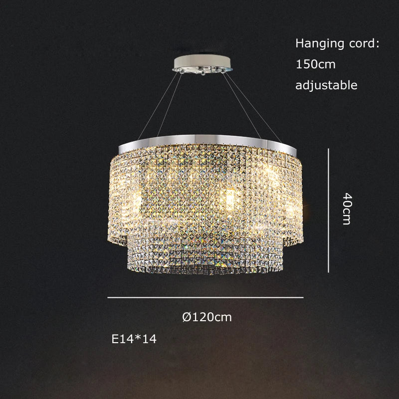 Opulent Crystal Tassel Ceiling Chandelier - A Golden Statement Piece for Luxurious Dining Spaces