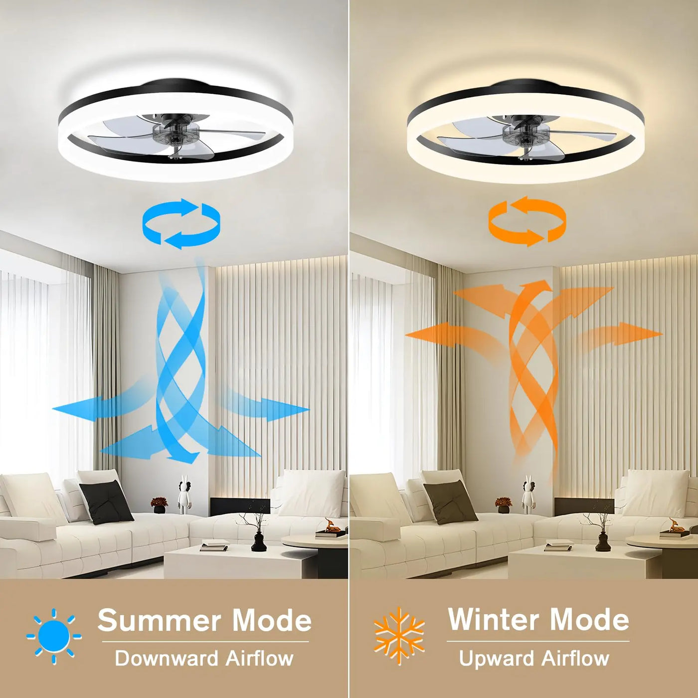 Modern Dimmable Ceiling Fan with Light - Remote Control Variable Frequency Fan Ceiling Lamp