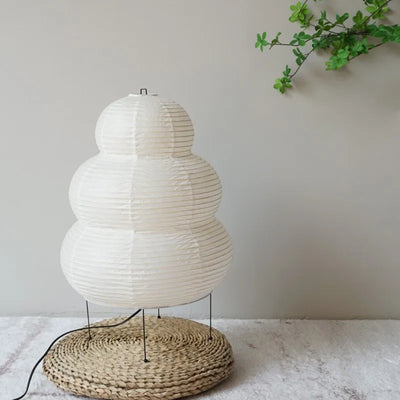 Japanese Wabi-Sabi Tripod Floor Lamp – Rice Paper Table Lamp for Bedroom and Living Room