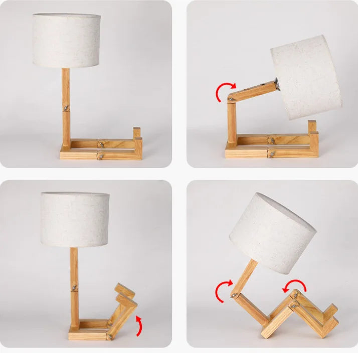 Wooden Robot Shape Creative Table Lamp: A Whimsical Addition to Your Decor