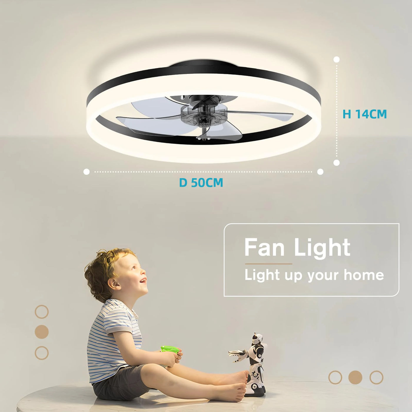 Modern Dimmable Ceiling Fan with Light - Remote Control Variable Frequency Fan Ceiling Lamp