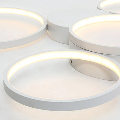 Modern Minimalist Flush Mount LED Ceiling Light - 7 Rings Design with Remote Control for Living Room, Bedroom