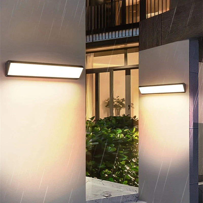 Motion Sensor LED Outdoor Wall Lamp - IP65 Waterproof Long Strip Corner Garden Sconce