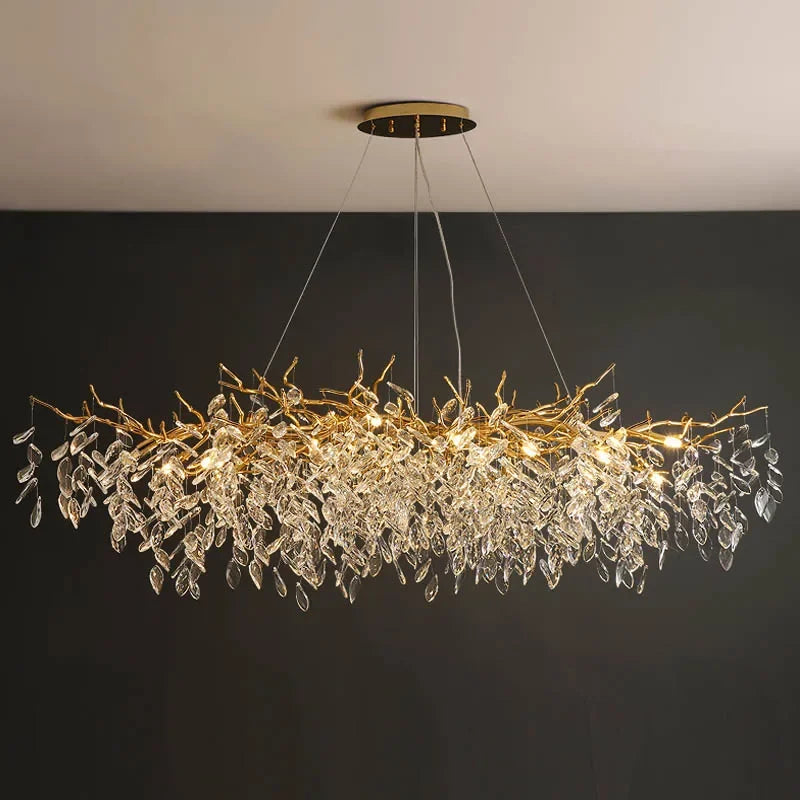 Luxury Modern Crystal Pendant Lamp - Elegant LED Chandelier for Villa Dining and Living Rooms