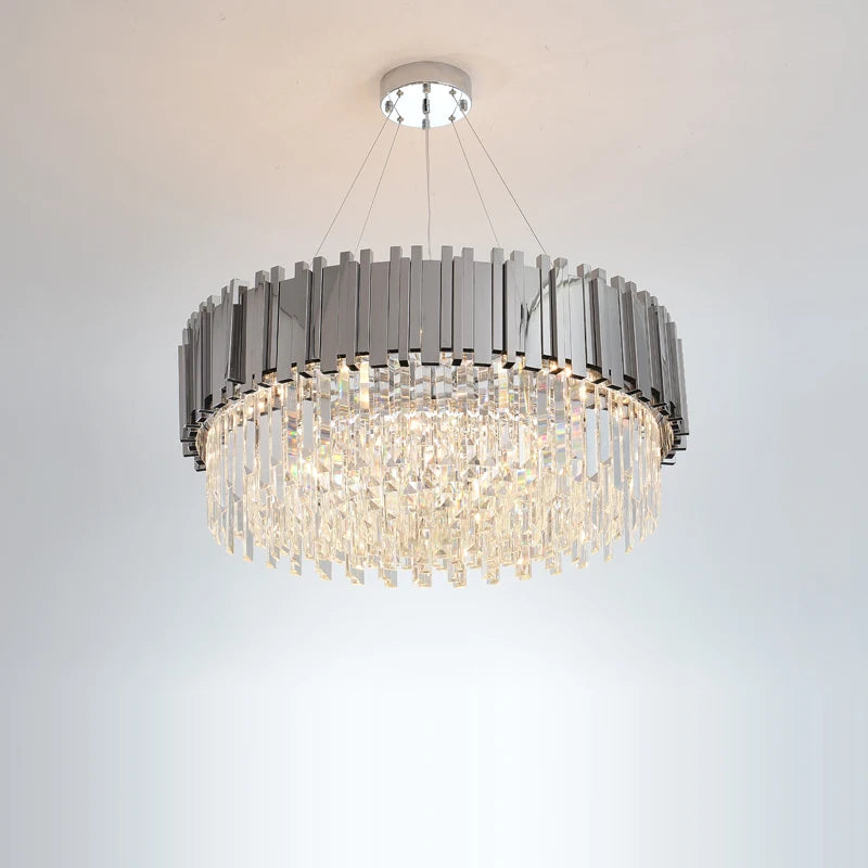 Luxury Gold Silver Black Crystal Designer Hanging Lamps LED Chandelier