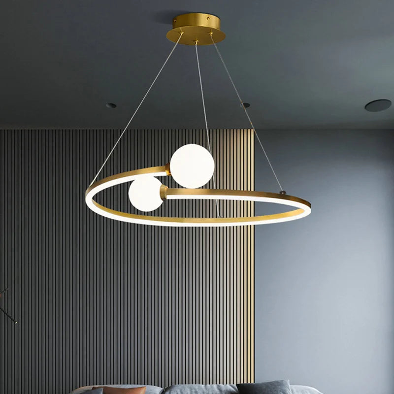 Modern Nordic Ring LED Ceiling Chandelier - Gold Pendant Lamp