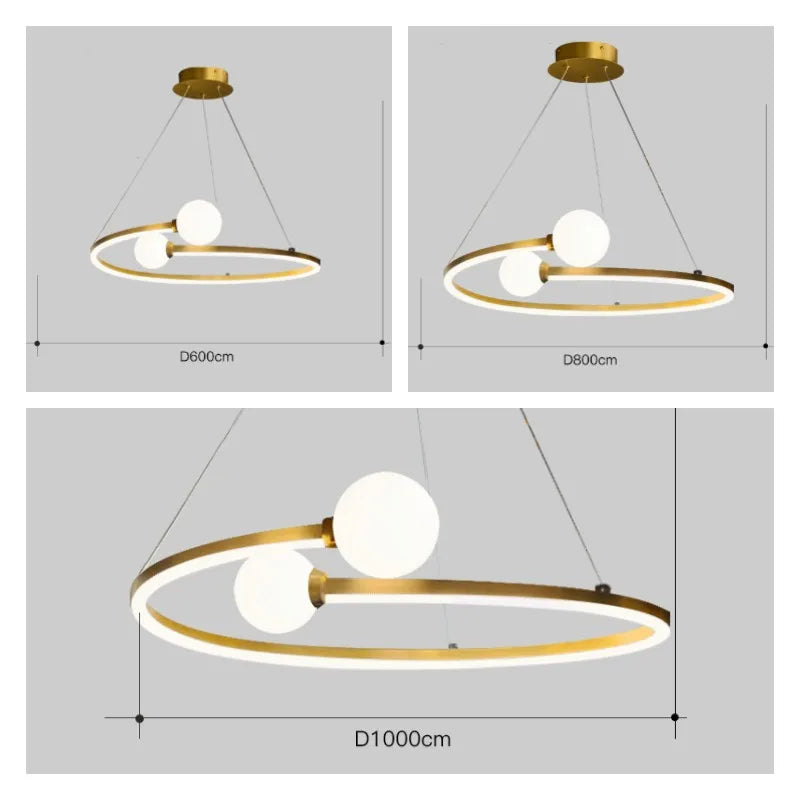 Modern Nordic Ring LED Ceiling Chandelier - Gold Pendant Lamp