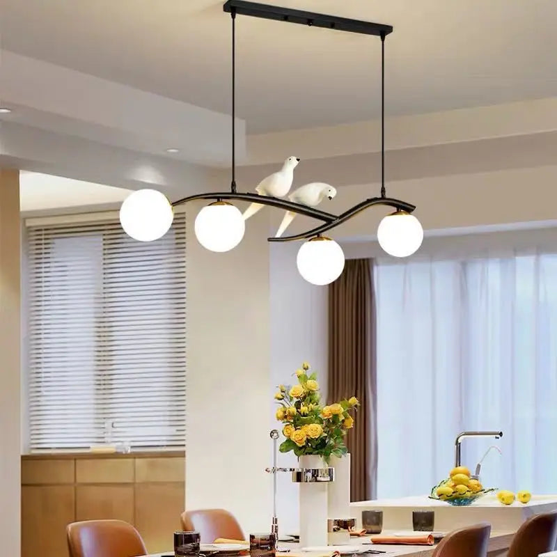 White Bird LED Ceiling Chandelier - Creative Pendant Lights for Kitchen Island and Dining Table