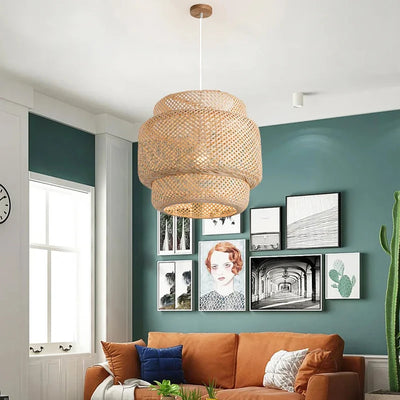 30cm Modern Bamboo Pendant Light - Handcrafted Elegance for Rustic Charm