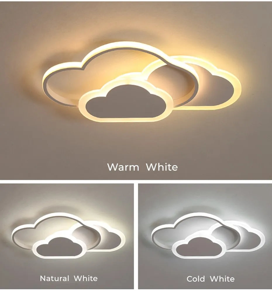 Cloud LED Ceiling Light - Modern Dimmable Chandelier for Children's Bedroom