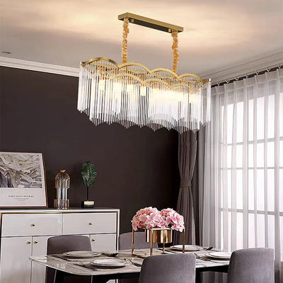 Clear Glass Ceiling Chandelier 2024 New Golden Hanging Lamps for Ceiling Modern LED Light Home Decoration Lustre for Living Room