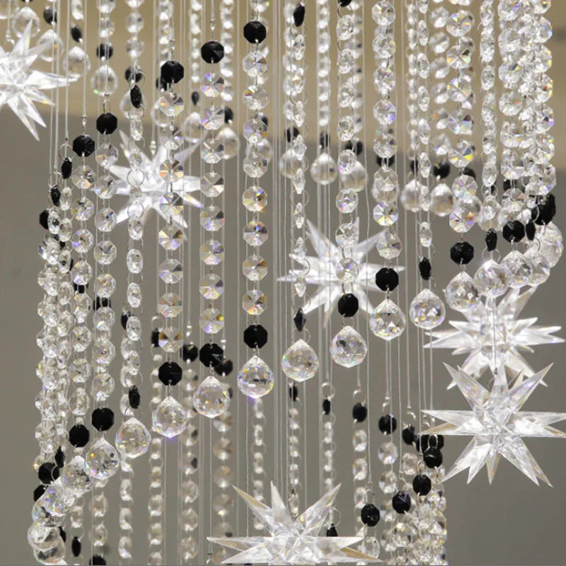 Modern Crystal Chandelier - Moon and Star Spiral Design for Lobby and Stair Lighting