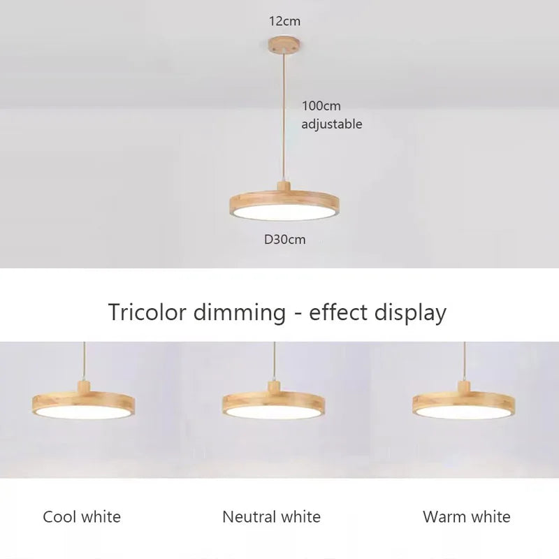 Modern Ultra-thin LED Wooden Pendant Lamp for Elegant Living Spaces