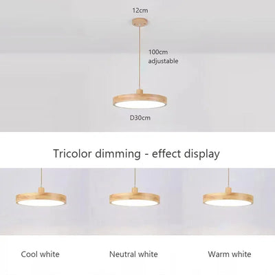 Modern Ultra-thin LED Wooden Pendant Lamp for Elegant Living Spaces