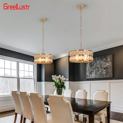 Modern Pendant Light LED Crystal Chandelier Kitchen Island Hanging Ceiling Lamp Living Bedroom Retro Luxury Plafon Home Decorate