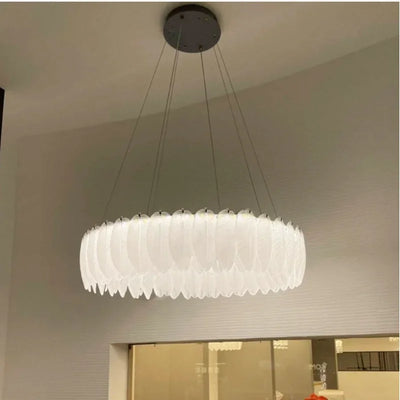 Nordic Feather Glass Crystal LED Chandelier for Living Dining Room Kitchen Bedroom Pendant Lights Home Decor Lusters Luminaires