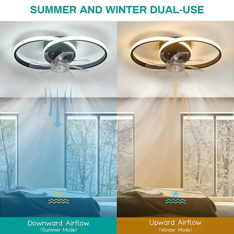 Modern Ceiling Fan with Remote and APP Control - Smart Silent Ceiling Fans