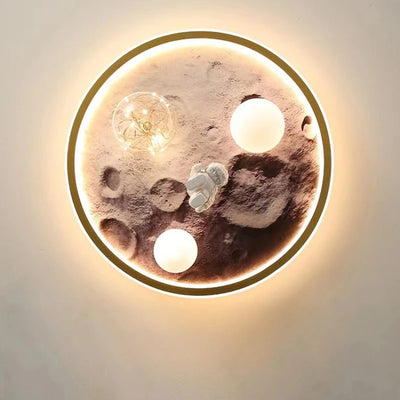 European Modern Children's Moon Lustre LED Lights Astronaut Bedroom Chandeliers