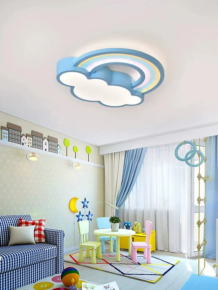 Cartoon Rainbow Clouds Ceiling Lamp - Warm and Cheerful Light Fixture for Children's Rooms