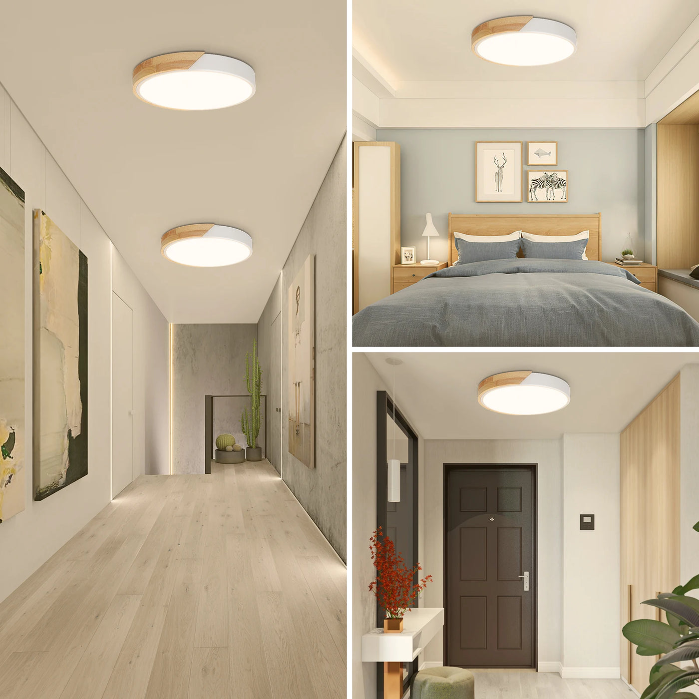 Ceiling Light LED Wood Round 30cm