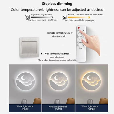 Modern LED Wall Sconce Lamp - Moon Star Mood Light for Living, Dining, Bedroom