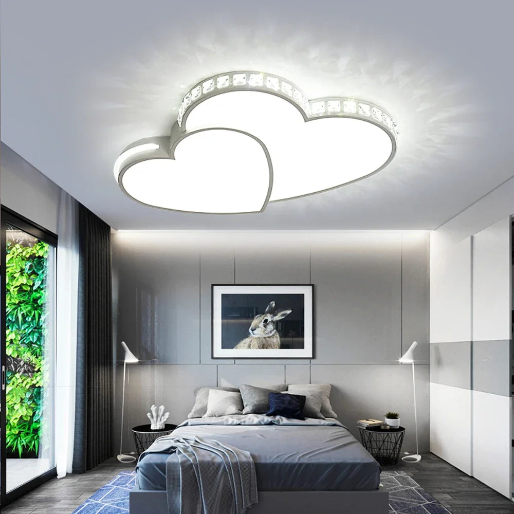 Modern Crystal Ceiling Light - Heart Shaped LED Fixture