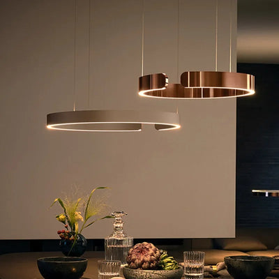 Rings Pendant Lamp - Dimmable Modern Ceiling Chandelier for Dining Table and Kitchen Island