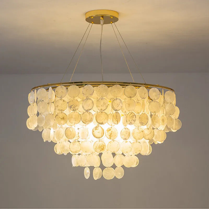 Nordic Modern Shell Gold Led Light Chandelier For Living Room Dining Room Bedroom Chandeliers Led Lamp Home Lighting 110V 220V