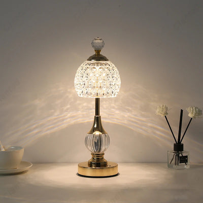 Nordic Retro Metal Crystal Acrylic Table Lamp - Bedside Night Light for Bedroom, Foyer, and Home Decor