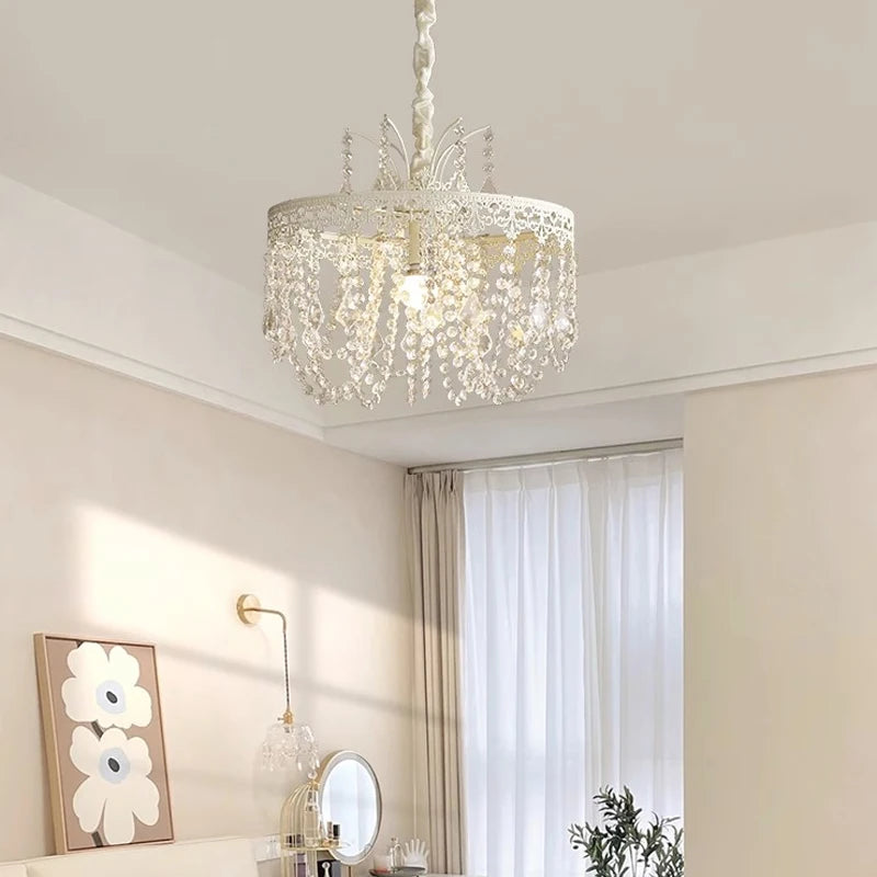 French Country Iron Crystal Pendant Lamp: Charming Lighting for Any Space