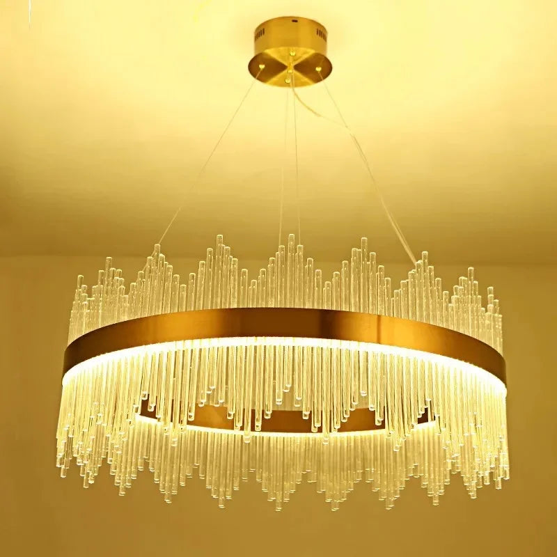 Modern LED Crystal Chandelier Dimmable Bedroom Living Room Ceiling Pendant Lamp