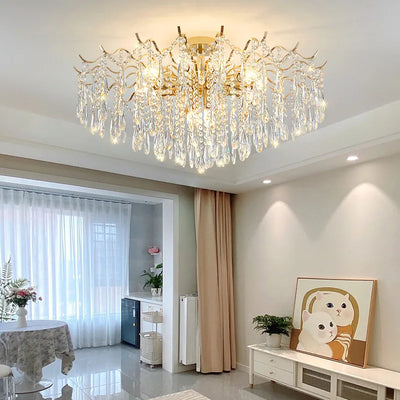 Modern Crystal Luxury LED Lights Chandelier - Elegant Ceiling Pendant Lamp for Living Room, Bedroom, and Home Decoration