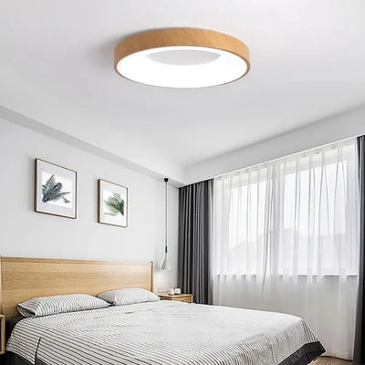 Nordic LED Wood Grain Ceiling Light: Ultra-thin Circular