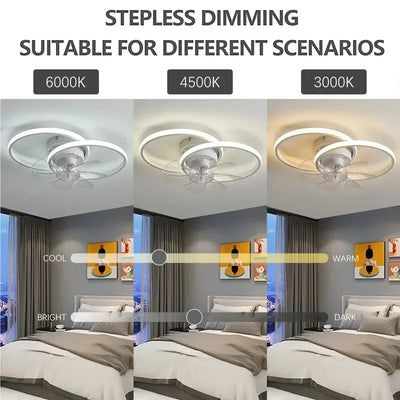 Intelligent Variable Frequency Dimming Ceiling Fan Light with LED - Remote Control and APP Control