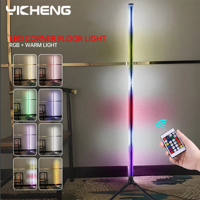 Ambient Glow RGB LED Corner Floor Lamp - Smart Remote Control