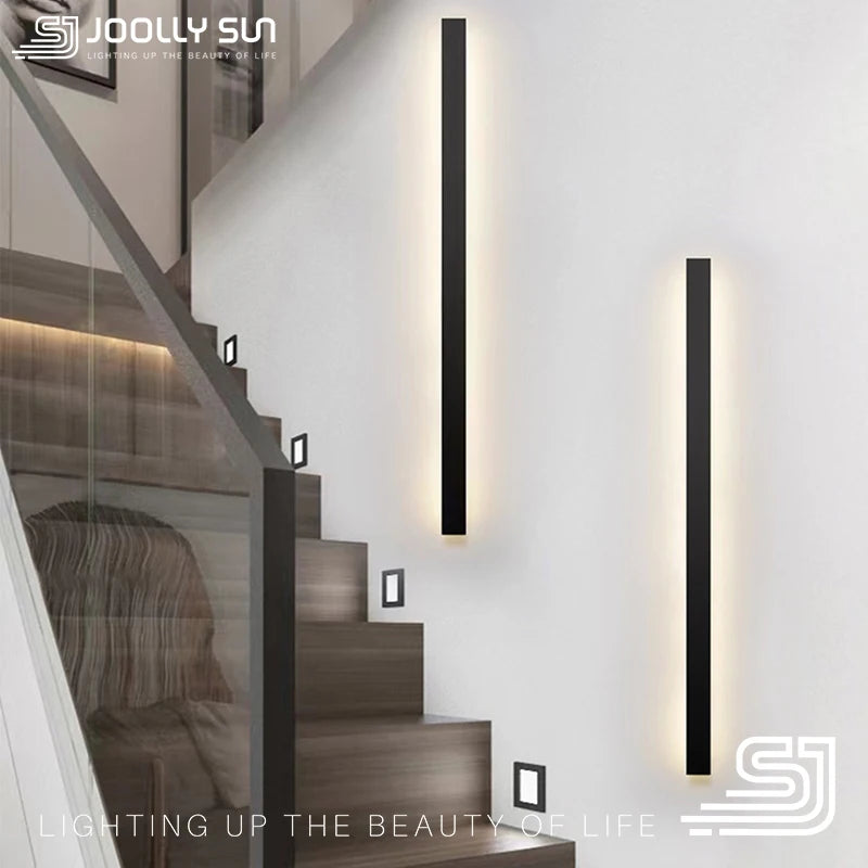 JoollySun LED Wall Lamp: Modern Outdoor Long Strip Sconce