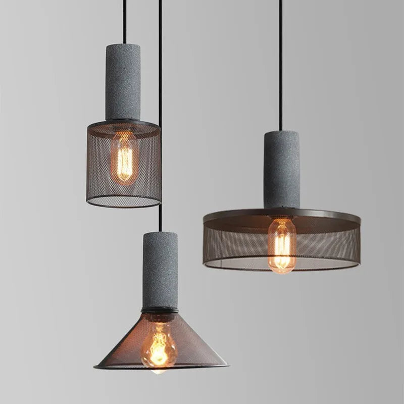 Retro LED Pendant Light: Creative Cement Head Hanging Fixture for Modern Spaces